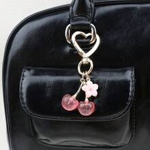 1 Piece Unisex New Shiny Simulated Cherry Keychain Fashion Exquisite Three-Dimensional Cherry Blossom Accessory Bag Pendant - Hồng - Xem 4