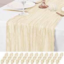 1/2/4/6 Pcs Cream Cheese Gauze Table Runner, Spring Table Runner, 71/118 Inches, Bohemian Style Sheer Cream Gauze Tablecloth Decor, Center Piece For Wedding, Bridal, Baby Shower, Valentine's Day, Easter And Other Indoor/Outdoor Events - Beige - View 1