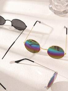 3 Packs Kids' Gold Rim Black Frame Metal Glasses Hypoallergenic Lightweight Eyewear For School, Costume Parties & Holiday Gifts - Multicolor - View 5