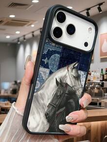 Elegance Black White Dual Horses Portrait Background Unique Luxury Equine Art Magnetic Phone Case, Vintage Pattern Gift Classic Contrast Accessory,Horse Year Gifts For Friends,Compatible With Iphone 17 Pro Max 17pro 17Air 17 16 15 14 13 12 11 X XS XSMAX Plus Pro ProMax S25Ultra S25 S24 S23FE S22 Plus FE Case - 黑色 - 查看 12