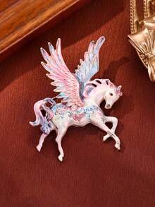 1枚欧美风格大胆神话胸针 - 3种颜色可选 | 童话3D珐琅仿动物带翼骏马胸针 | 男士服装及外套配饰