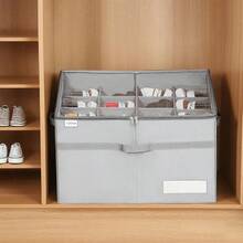 Organizador de zapatos para clset, se adapta a 16 pares, contenedores de almacenamiento grandes para zapatos, contenedores plegables transparentes con soporte inferior, soporte para - 21Lx16Anx13AlGris - Ver 8
