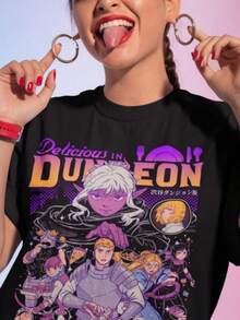 Laios Touden Dungeon Meshi-Shirt Delicious Anime Vintage Special Shirt 3 - 黑色 - 查看 1