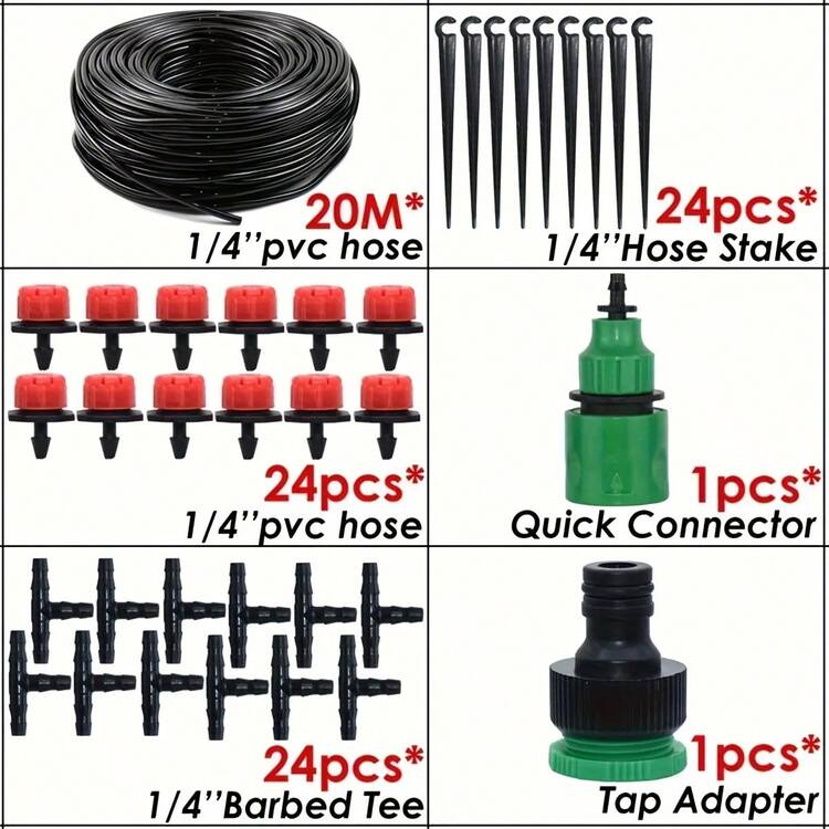 75pcs DIY Water-Saving Garden Automatic Watering System, Automatic Micro Drip Irrigation Kit, Adjustable Nozzle, Efficient Water-Saving Drip Irrigation, Suitable For Gardens, Lawns, Greenhouses, Terraces, Flower Beds, Hanging Baskets(20m) - Multicolor - View 10