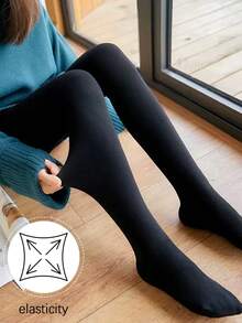 紧身薄绒弹力打底裤，修身剪裁，抗起球，简约纯色 - 彩色 - 查看 10