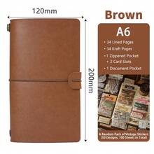 1 cuốn sổ tay đóng gáy sáng tạo kèm dải đánh dấu trang bằng kim loại, bao gồm giấy Kraft + giấy kẻ ô + túi đựng PVC, thích hợp để viết nhật ký, sổ tay du lịch cổ điển, văn phòng phẩm cho học sinh. - Nhiều màu - Xem 34