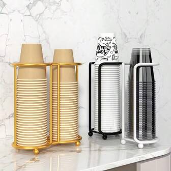1 pieza Soporte de vasos de papel de lujo, organizador desechable de vasos, soporte minimalista de vasos de papel, organizador de escritorio multifuncional para tazas de café, leche y té, estante de almacenamiento para encimera, adecuado para spa, hogar, oficina, bar, cafetería - Resistente, fácil de usar, organizador de vasos conveniente, sin batería requerida