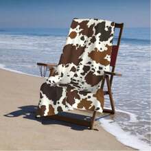 1条速干涤纶奶牛纹沙滩巾，尺寸27.5x55英寸，方形厨房抹布，豹纹动物图案，适用于水疗、瑜伽、健身房、酒店等场所 - 黑色 - 查看 2