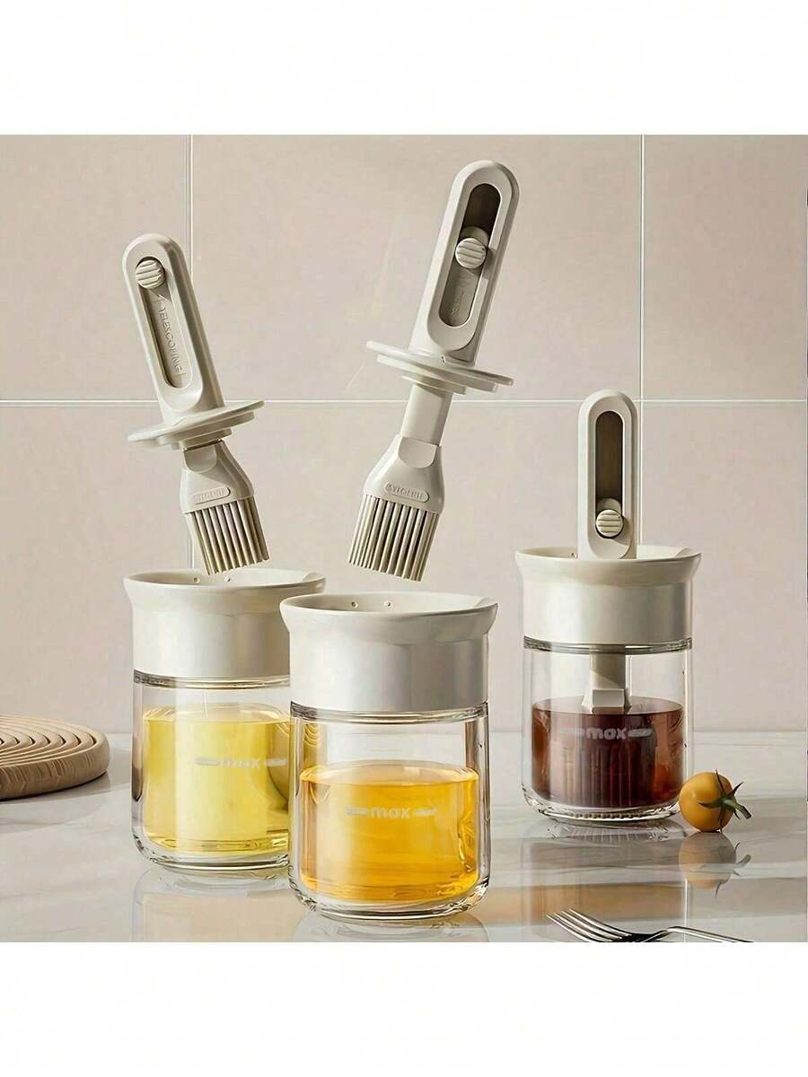 2-In-1 Silicone Oil Brush, Kitchen Oil Brush, Silicone Coated Oil Bottle Brush, Suitable For Cooking Vinegar, Sauce, Grilling And Frying - Multicolor - View 1
