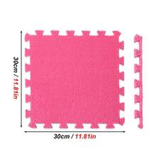 12pcs Plush Patchwork Floor Mat, Non-Slip EVA Foam Room Carpet, Washable, Bedroom & Playroom Puzzle Mat, Indoor Thickened Carpet, Plush Rug Bedroom Interlocking Tiles, Balcony Mat Suitable For Living Room & Bedroom - Multicolor - View 10