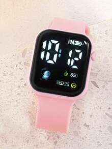 One Cute Pink Silicone Digital Watch Paired With A 5-Piece Butterfly Accessory Set, Ideal For Daily Outings, Holiday Parties And Various Occasions. - Pink - View 5