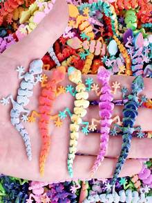 6/12个3D打印可爱迷你壁虎桌面摆件，随机渐变色小壁虎，适合收藏、派对装饰、派对礼品、房间装饰、减压、情人节礼物、返校礼物、斋月礼物 - 彩色 - 查看 1