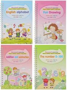 1pc/4pcs Reusable Magic Handwriting Practice Book, Calligraphy Copybook, Suitable For Children, Magic Writing Pad, Tracing Book, Holiday Gift, Stationery Gift, Learning Supplies, Birthday Gift, Christmas - No Pen Needed, Can Write With Regular Ballpoint Pen. (Color And Details Random) - Multicolor - View 16