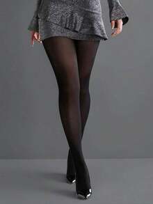 Semi-Sheer Black Leggings - Sexy Sheer Pantyhose For Women - màu đen - Xem 2
