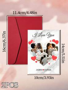 2pcs Customized Valentine's Day Photo Greeting Cards, Personalized Heart Puzzle Cards With Envelopes, Romantic Gifts For Partner, Couple Gifts, Anniversary Cards