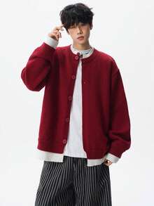 Men Cardigans - Red - View 3