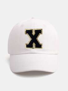 1PC Personalized Initial Letter Baby Baseball Cap (A-Z Options) - White Adjustable Daily Sun Hat For 3 Months To 2 Years, Toddler Cap With Brim - White - View 36