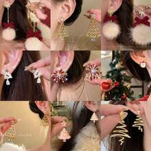 Silver Needle Snowflake Bow Christmas Earrings Design Sense Exquisite Sweet Studs Light Luxury High-End Versatile Earrings For Women - 43#銀針-銀色 - 查看 5