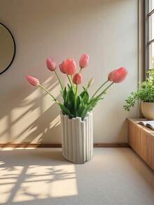 1 Bouquet/2 Bouquets (5 Flowers/10 Flowers) Artificial Tulip Flowers, Fake Flowers Decor For Living Room, Dining Table, Home Decoration - Light Purple - View 7