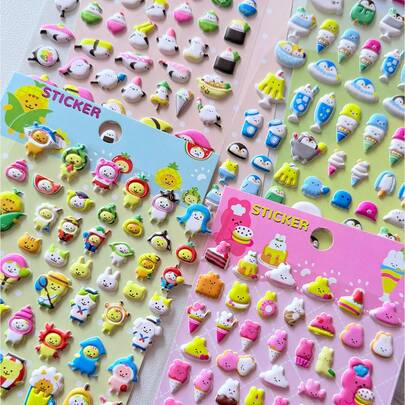 3D卡通泡沫贴纸 - 玉米狮、兔子、装饰贴纸、收藏贴纸