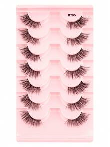 7 Pairs 3/4 Natural Looking Fluffy False Eyelashes With Transparent Stems, Reusable Eyelash Set Suitable For Daily Makeup - Half Eyelashes - View 8