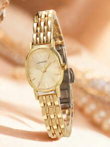 LIANDU LIANDU 简约奢华风格，复古又不失时尚。椭圆形表壳，饰以铆钉表盘，搭配可拆卸不锈钢表带。这款石英表配有同款手链套装，适合日常佩戴，也是一份理想的礼物。