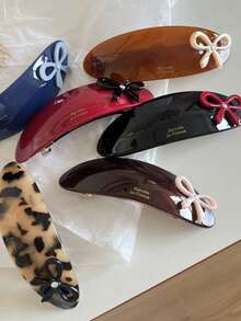 1个女士时尚亚克力扁平椭圆形发夹，9.8厘米，低马尾弹簧夹，简约发饰，适合短蓬松发型，日常佩戴，节日礼物，发爪，发夹，头部饰品，女士发饰，发卡 - 多色C款 - 查看 18