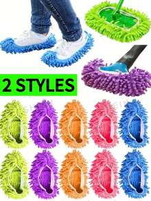 2 Pairs Mop Socks, Mop Slippers, Washable Floor Cleaning Shoe Covers, Soft Super Microfiber Dust Mop Socks, Fiber Cleaning Mop Replacement Pads, Reusable, Suitable For Men, Women, And All Ages, Can Clean Foot Dust And Hair, Applicable For Home, Office, Bathroom And Kitchen. - Multicolor - View 7