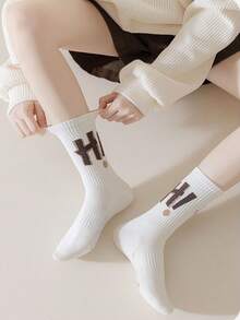 1双装，10双装，男款，女款，黑色，白色，篮球袜，运动袜，跑步袜，时尚，创新纯色情侣袜，夏季，防臭袜，休闲中筒袜，春秋四季通用袜，舒适，吸汗，青少年，学生，日常袜 - 彩色 - 查看 2