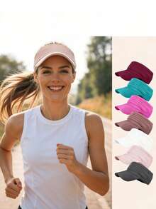 Boné esportivo de secagem rápida com viseira, unissex, ideal para corrida ao ar livre, férias na praia, estilo boné de beisebol, chapéu estiloso com proteção solar para adultos, primavera/verão/outono. - Chapéu vazio - Ver 2