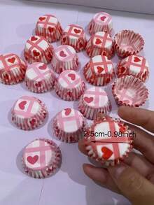 50pcs/100pcs/250pcs/500pcs/1000pcs Heart Shaped Mini Cupcake Liners, Random, 0.98 Inch Valentine's Day Paper Cupcake Cups, Suitable For Valentine's Day, Wedding, Birthday, Holiday Party Themes - Multicolor - View 2