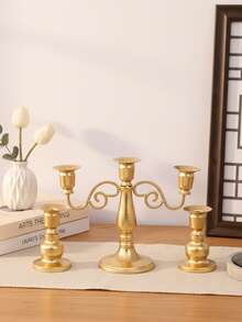 Bộ 1 chân nến kim loại sắt, dùng trang trí sân vườn ngoài trời, bàn làm việc văn phòng, giá đỡ nến thơm, bữa tối lãng mạn dưới ánh nến, tạo không gian ấm cúng trong nhà, phù hợp cho đám cưới, họp mặt gia đình, tiệc tùng, tỏ tình, trang trí bàn ăn, trang trí nhà cửa. - Vàng - Xem 16