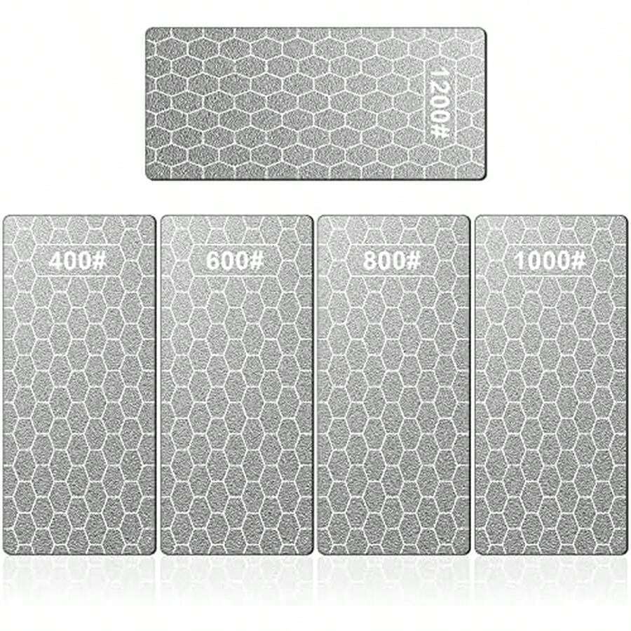 Piedra afiladora de diamante, 5 piezas de piedra afiladora de cuchillos con placa extra fina/gruesa y base antideslizante, grano 400/600/800/1000/1200 - Piedra afiladora de diamante - Ver 1