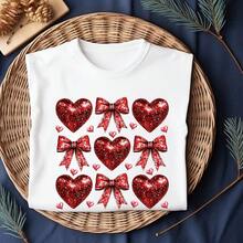 1pc Iron On Heat Tranfers   Valentine's Day Iron-On Patches - Red Glitter Heart & Bow Design, Washable DTF Vinyl Transfers For T-Shirts, Fabric Crafts, DIY Party Favors, Holiday Decorations & Anniversary Celebrations, Valentines Decorations - L - 查看 4