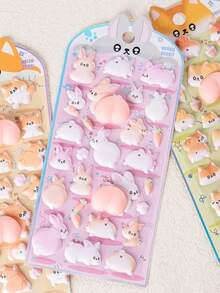 可爱的3D儿童贴纸，可挤压的动物贴纸，例如兔子和熊，DIY手机壳装饰 - 彩色 - 查看 9