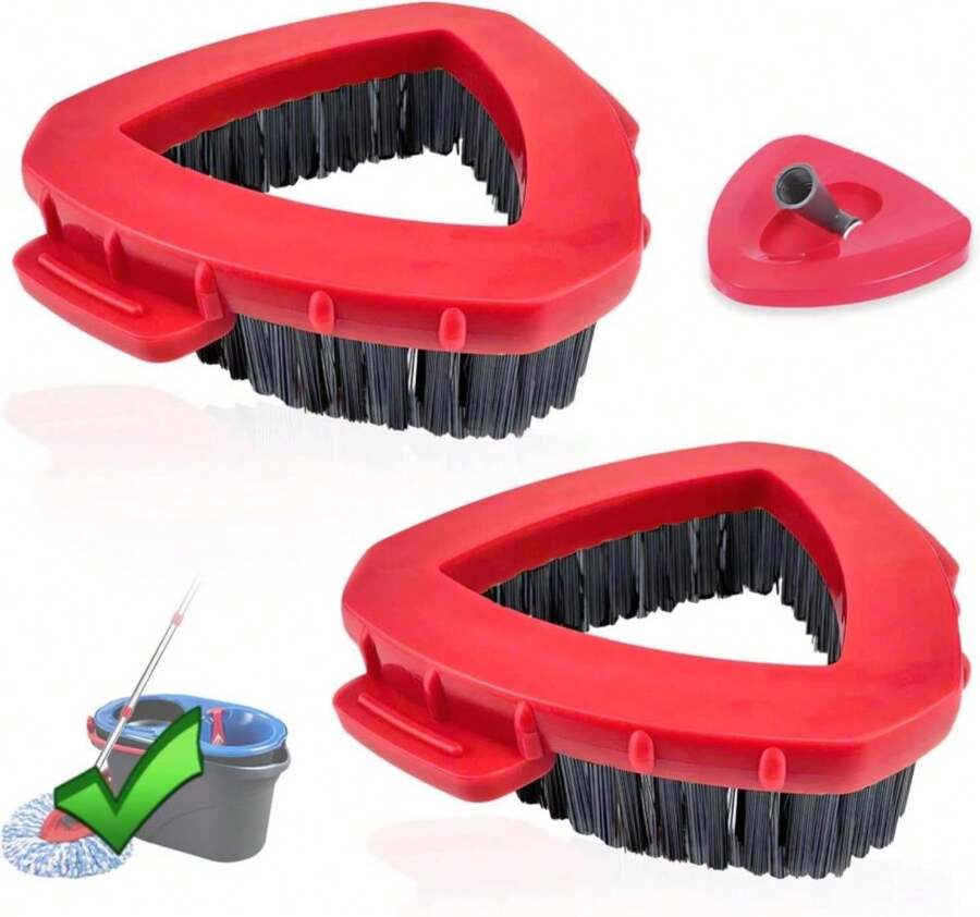 Spin Scrub Brush, 2 Pack Mop Head Replacements Compatible For O Ceda RinseClean 2 Tank System, Hard Bristle Cleaning Brush For Tile, Shower Cleaner Scrubber Brush, With Mop Base - 白色 - 查看 1