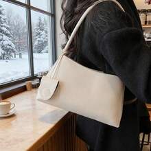 [Oferta exclusiva]Bolso cruzado de mujer vintage de cuero mate personalizado pequeño hombro bandolera bolso de mano nuevo otoño temprano elegante y simple - Blanco - Ver 2