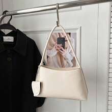 [Oferta exclusiva]Bolso cruzado de mujer vintage de cuero mate personalizado pequeño hombro bandolera bolso de mano nuevo otoño temprano elegante y simple - Blanco - Ver 5