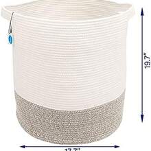 OpenHICasaphoria Cesta de almacenamiento de cuerda de algodn tela extragrande para organizar, cestas altas redondas tejidas para ropa, manta, toallas, cesta de lavandera de gran capacidad para bao, sala - beige+modern - Ver 5