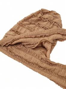 1件欧美女士莲花褶皱优雅头巾，长尾系带，多功能日常佩戴发帽睡眠帽 - 彩色 - 查看 4