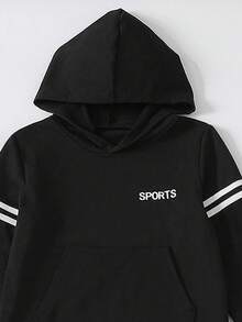 2 件套男童字母印花运动衫和休闲裤套装，长袖上衣和长裤，舒适时尚，适合户外、春秋季