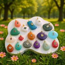 Mặt dây chuyền đá tự nhiên, thích hợp để gia đình và bạn bè đeo, thời trang và quyến rũ, cũng có thể dùng để làm vòng tay, dây chuyền, bông tai và các loại trang sức khác. - Nhiều màu - Xem 12