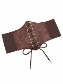 1件女士棕色蕾丝束腰带，性感宫廷风，适合万圣节派对或日常通勤穿着 - 棕色 - 查看 5