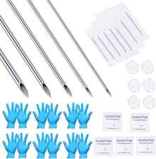 Kit de agujas para perforación QWALIT - Juego de perforación de oreja y ombligo 20G, 18G, 16G, 12G, 14G - ColorA - Ver 1