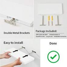 Floating Shelf 90cm White Solid Oak Wood Wall Shelf Wall Mounted Radiator Shelf Display Shelf For Living Room Kitchen Bedroom - As Pic - View 6