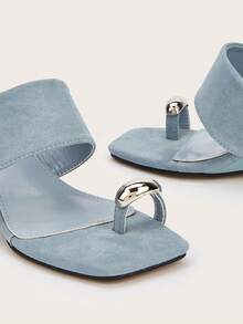 Women Heeled Sandals - Navy Blue - View 3