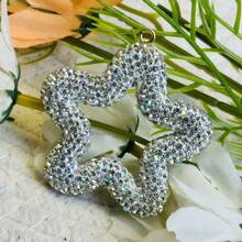 Hollow Flower Fashion Pendant Keychain, Rhinestone-Studded DIY Handmade Exquisite Clay Ornament, Car Accessory, Perfect Gift, Birthday Gift, Ideal Gift, Surprise Gift, Holiday Gift, Seasonal Gift, Gift - Multicolor - View 10