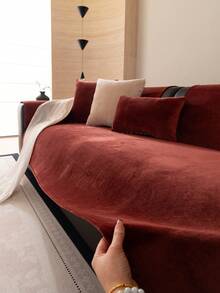 1pc Veet Washable Non-Slip L-Shaped Sofa Cover, Fits 3-Seater Sofa, Quilted Design, Magnetic Closure, Pet-Friendly Protection - Gray Velvet Sofa Cover