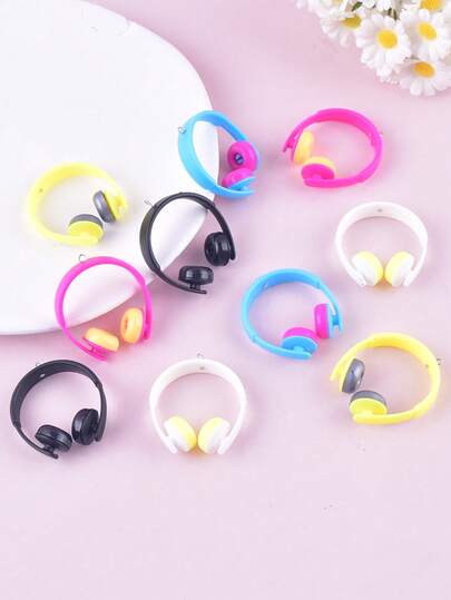 10pcs Fashion Music Festival 3D Headphone Resin Pendant Earrings, Necklace, Keychain, DIY Jewelry Accessories