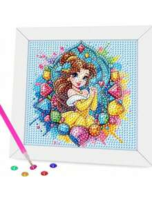 Disney Embroidery Diamond Painting Kit, Includes Tools, Handmade DIY Relaxing Art Decor Gift, Suitable For Valentine's Day, Thanksgiving Gift (The Picture Shows The Finished Product, You Need To Make It Yourself After Purchase) (The Set Includes Canvas, Diamonds, Tool Kit And White Plastic Frame) - Multicolor - View 9